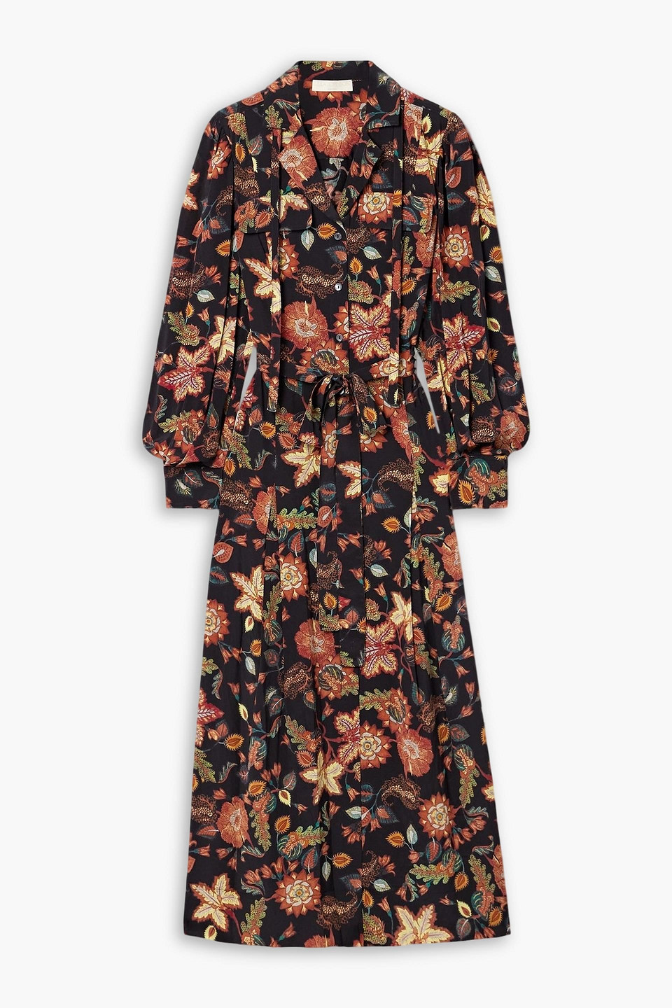 ulla johnson - giselle belted floral-print silk midi dress - multicolor - us 2