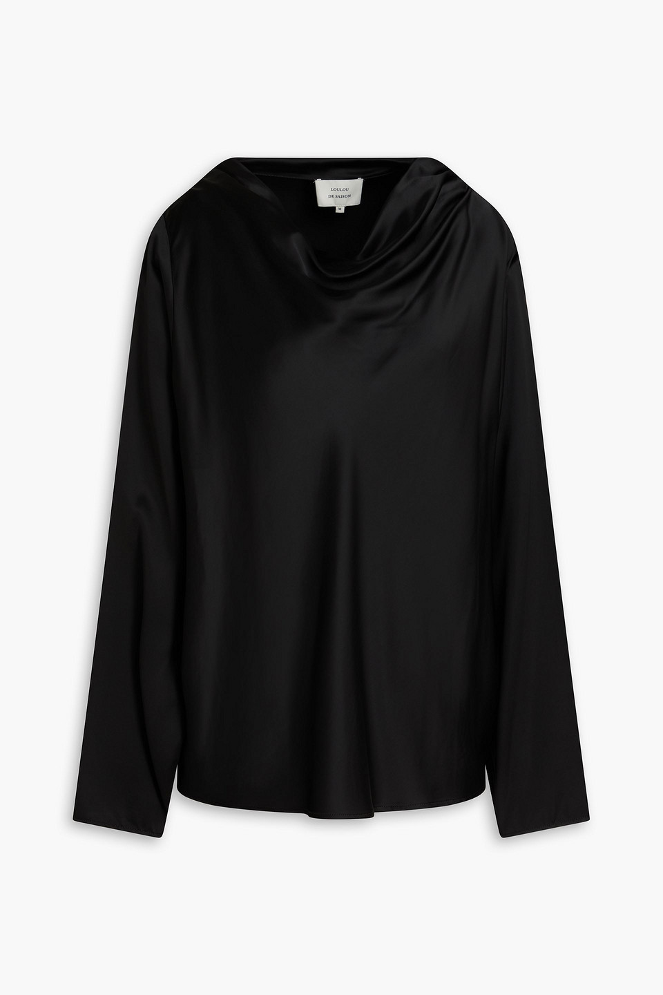 loulou de saison - riddy draped satin blouse - black - xs
