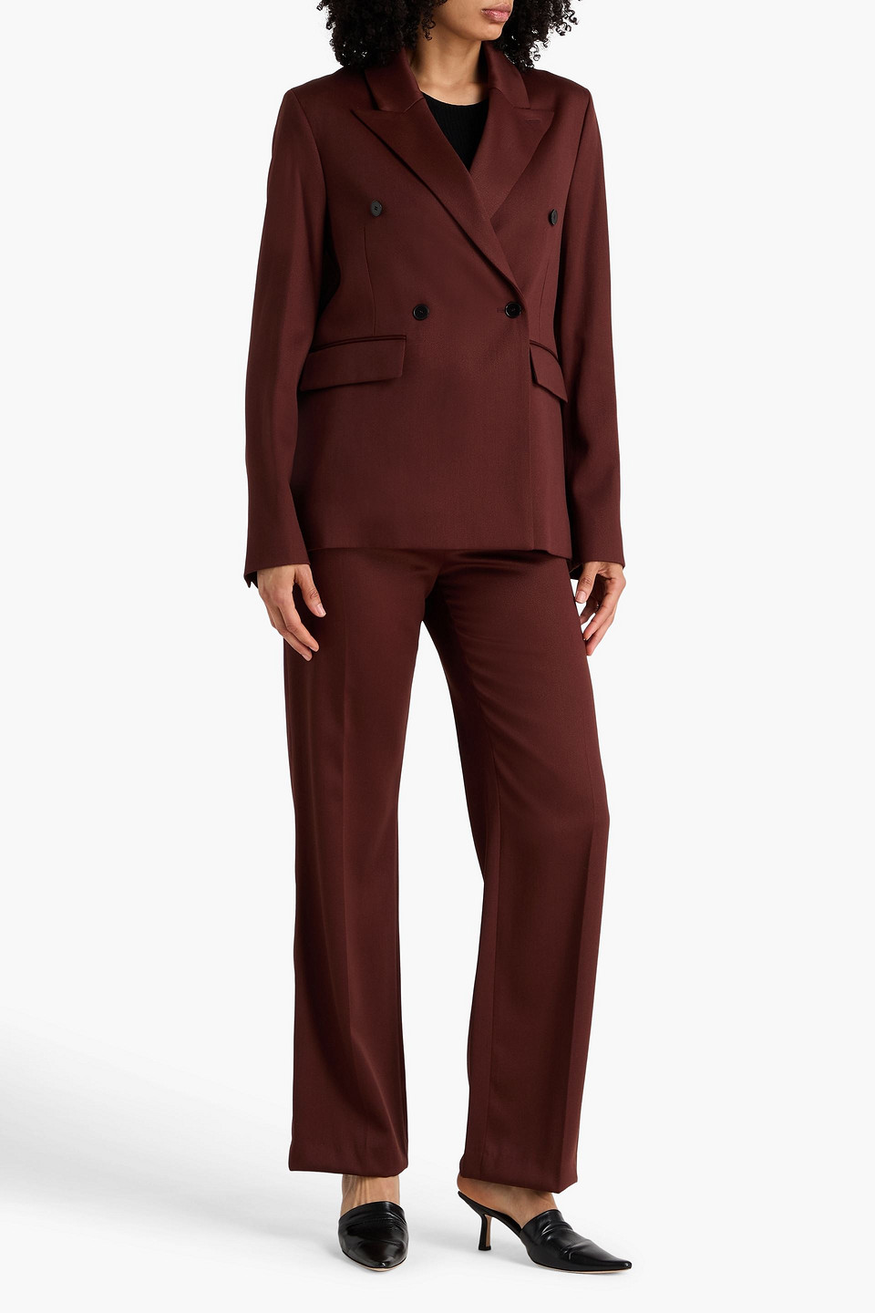  Loulou De Saison - Doppelreihiger Blazer „horn“ Aus Twill Aus Einer Wollmischung - Burgunderrot - Fr 34 