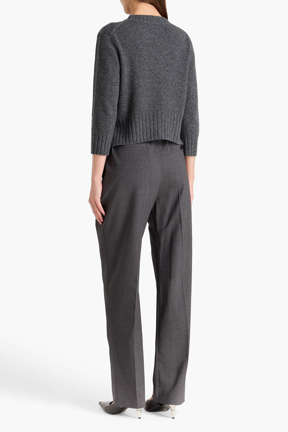  Loulou De Saison - Hose „niro“ Mit Geradem Bein Aus Twill Aus Einer Wollmischung Mit Falten - Grau - Fr 34 