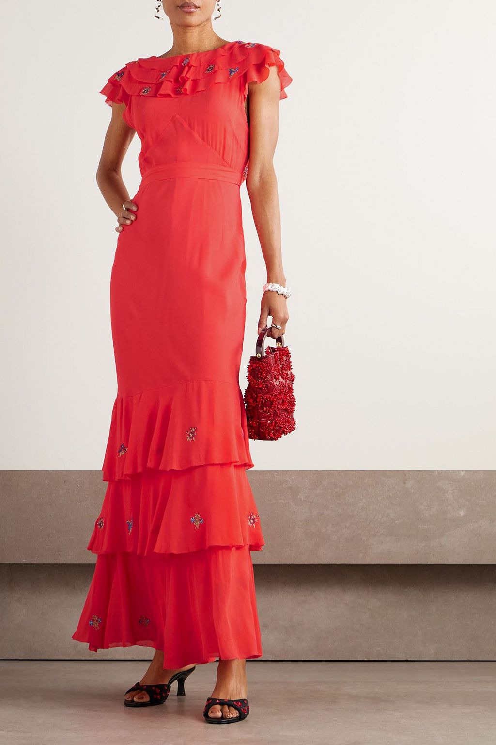 RIXO Rio ruffled embroidered crepe maxi dress | THE OUTNET RIXO Rio ruffled embroidered crepe maxi dress | THE OUTNET
