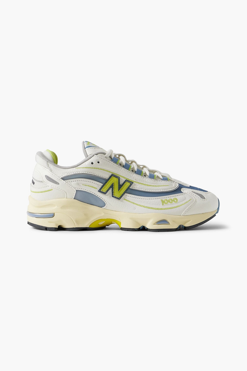 new balance - m1000 embroidered leather and mesh sneakers - white - us 7.5