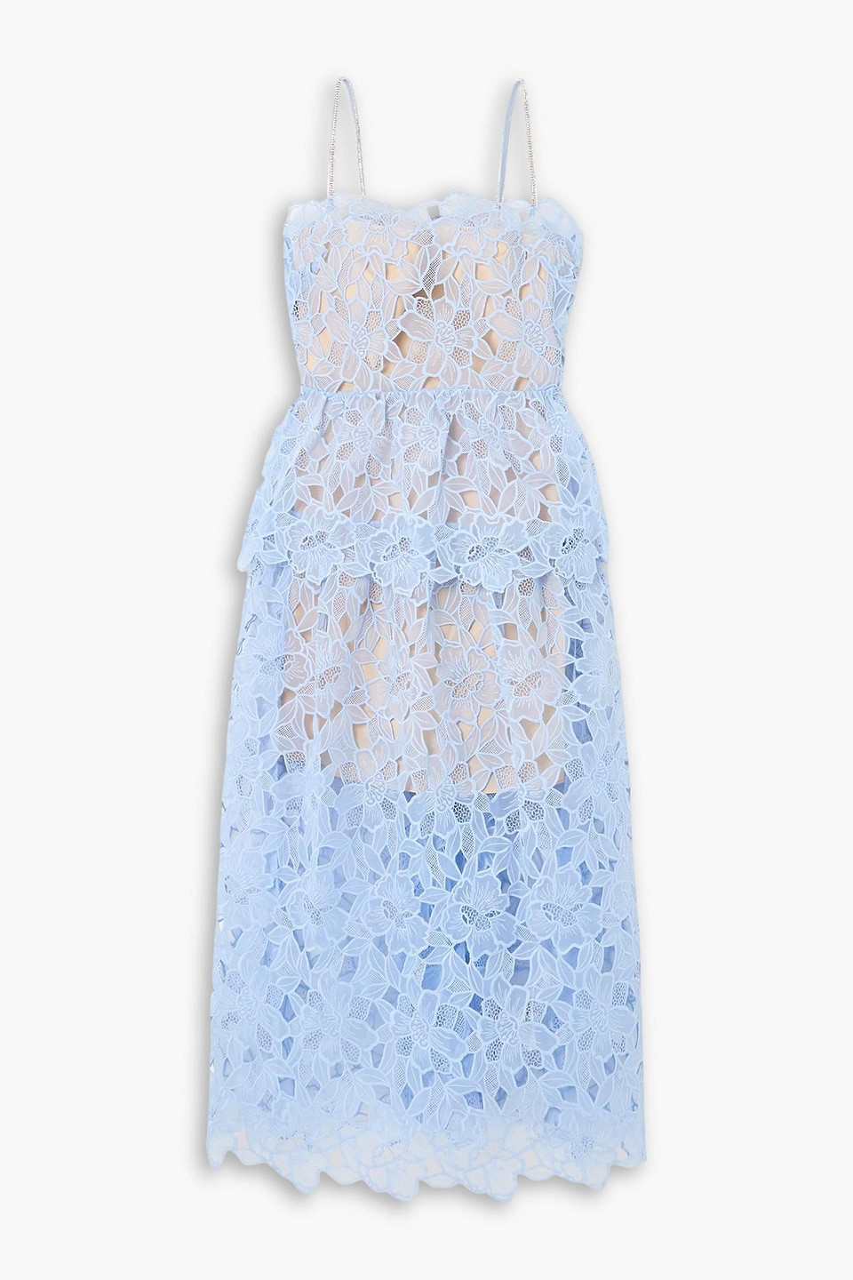 self-portrait - crystal-detailed organza midi dress - blue - uk 12