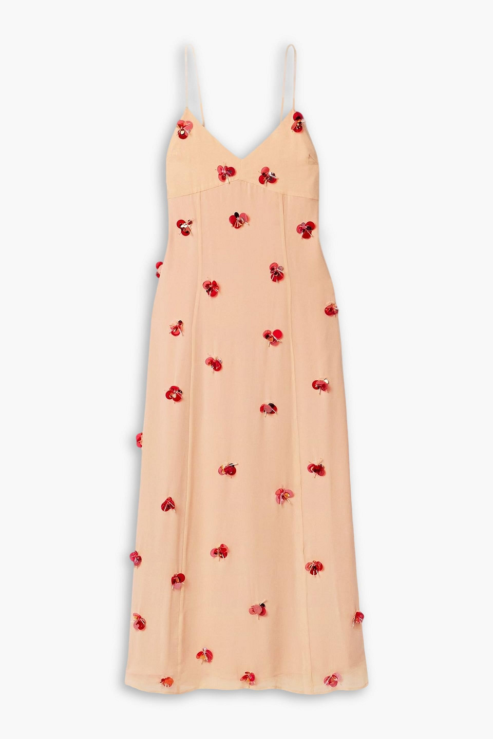 ulla johnson - eve embellished silk-chiffon midi dress - orange - us 8
