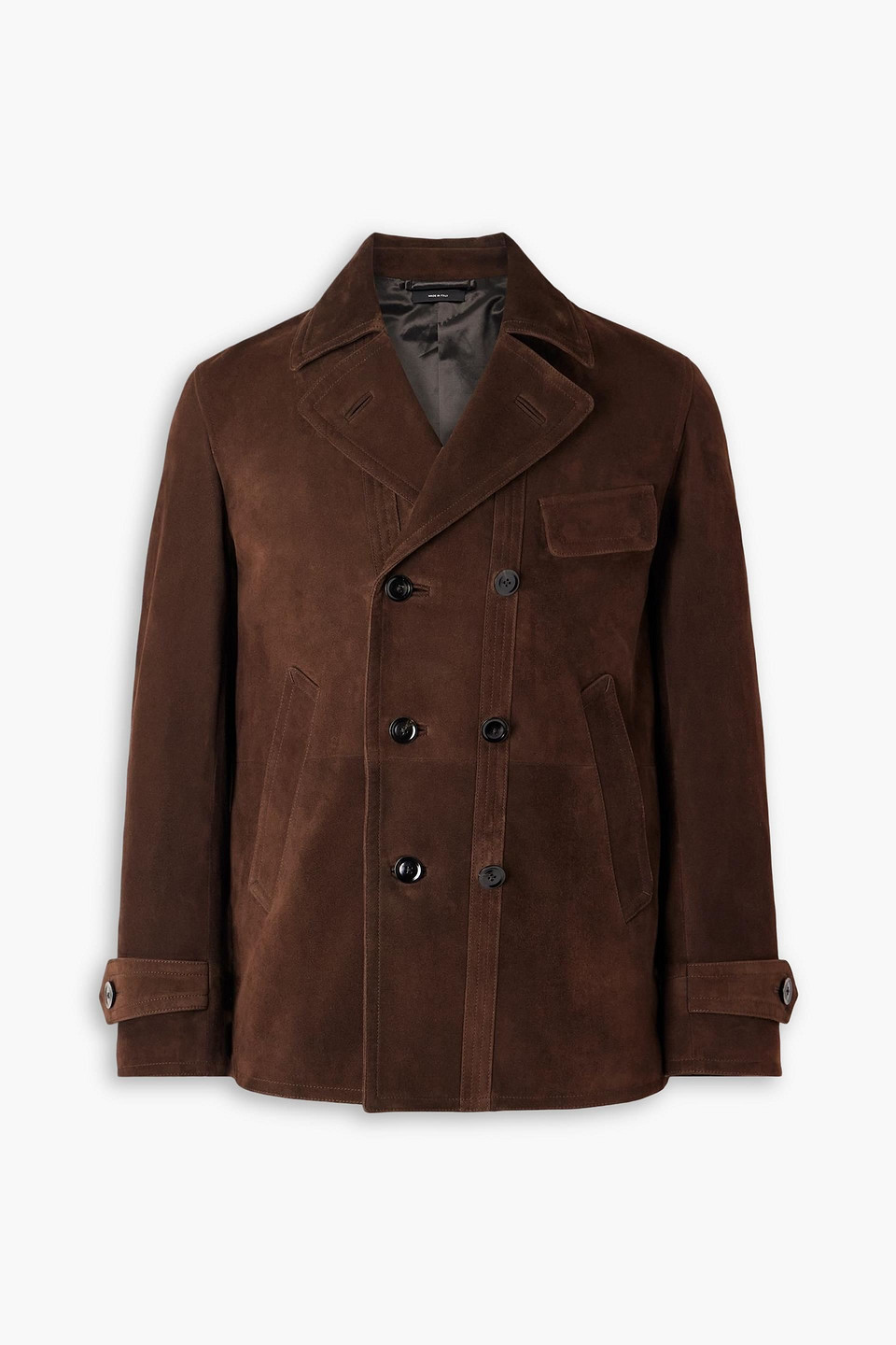 tom ford - double-breasted suede jacket - brown - it 48
