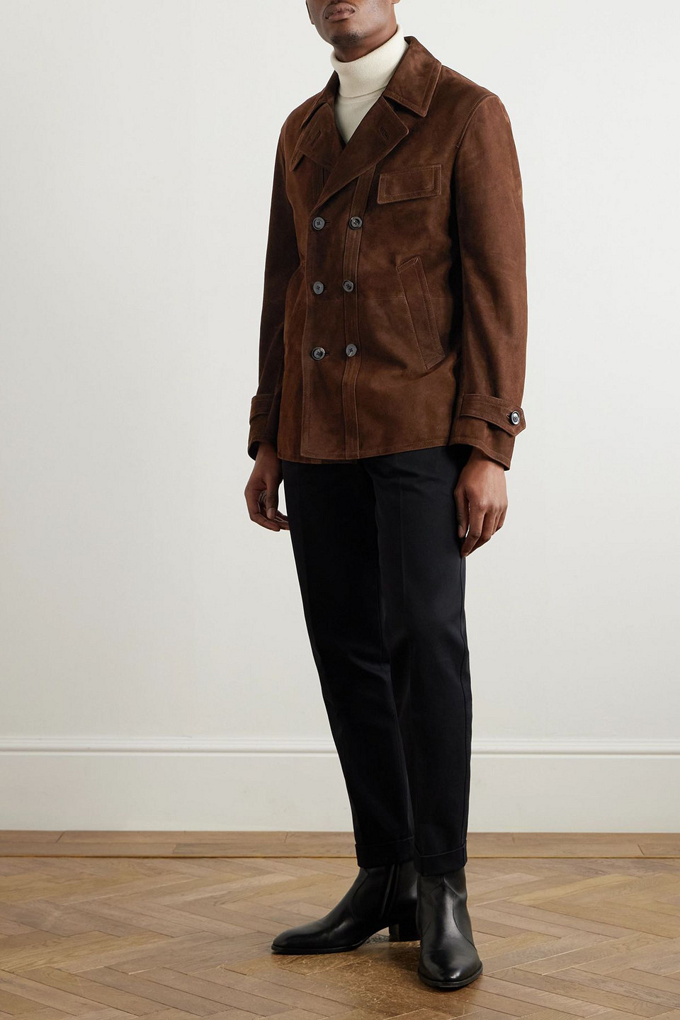  Tom Ford - Double-breasted Suede Jacket - Brown - It 46 