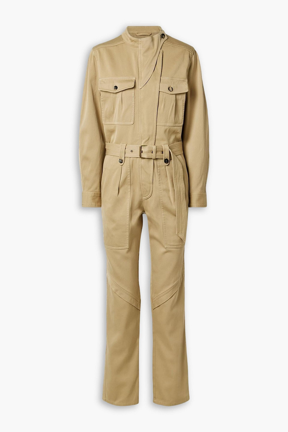 isabel marant - jelica belted cotton-twill jumpsuit - neutral - fr 34