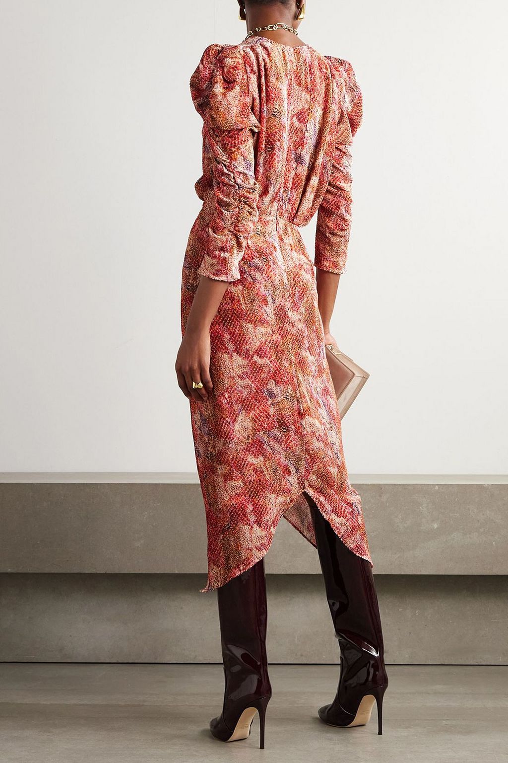 ISABEL MARANT Nemil gathered devoré-chiffon silk-blend midi dress