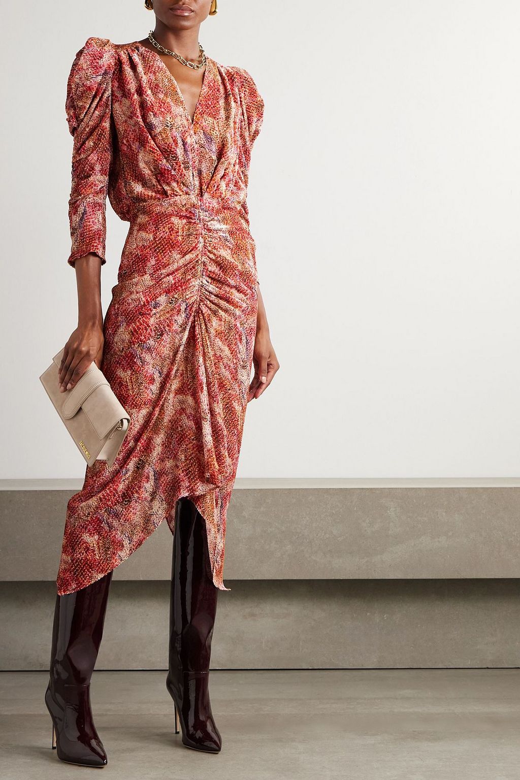 ISABEL MARANT Nemil gathered devoré-chiffon silk-blend midi dress