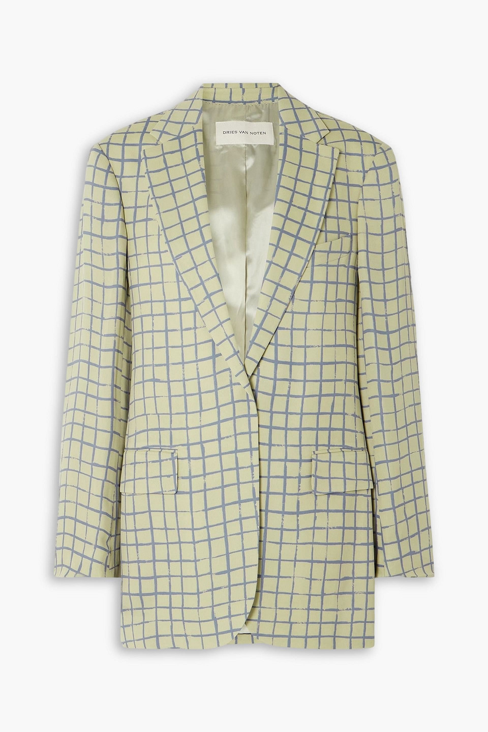 dries van noten - checked crepe blazer - green - s