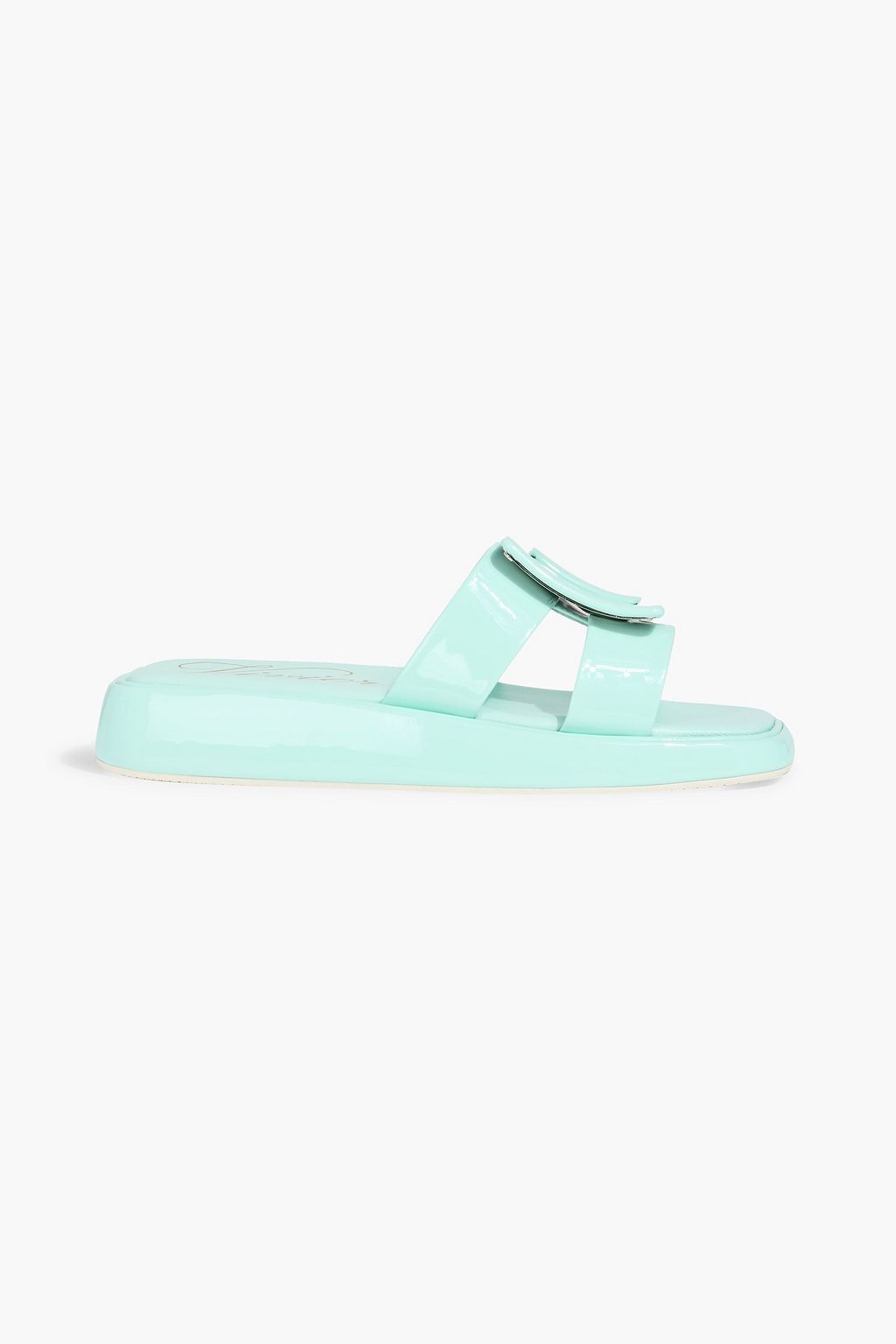 ROGER VIVIER Buckle-embellished patent-leather slides | THE OUTNET