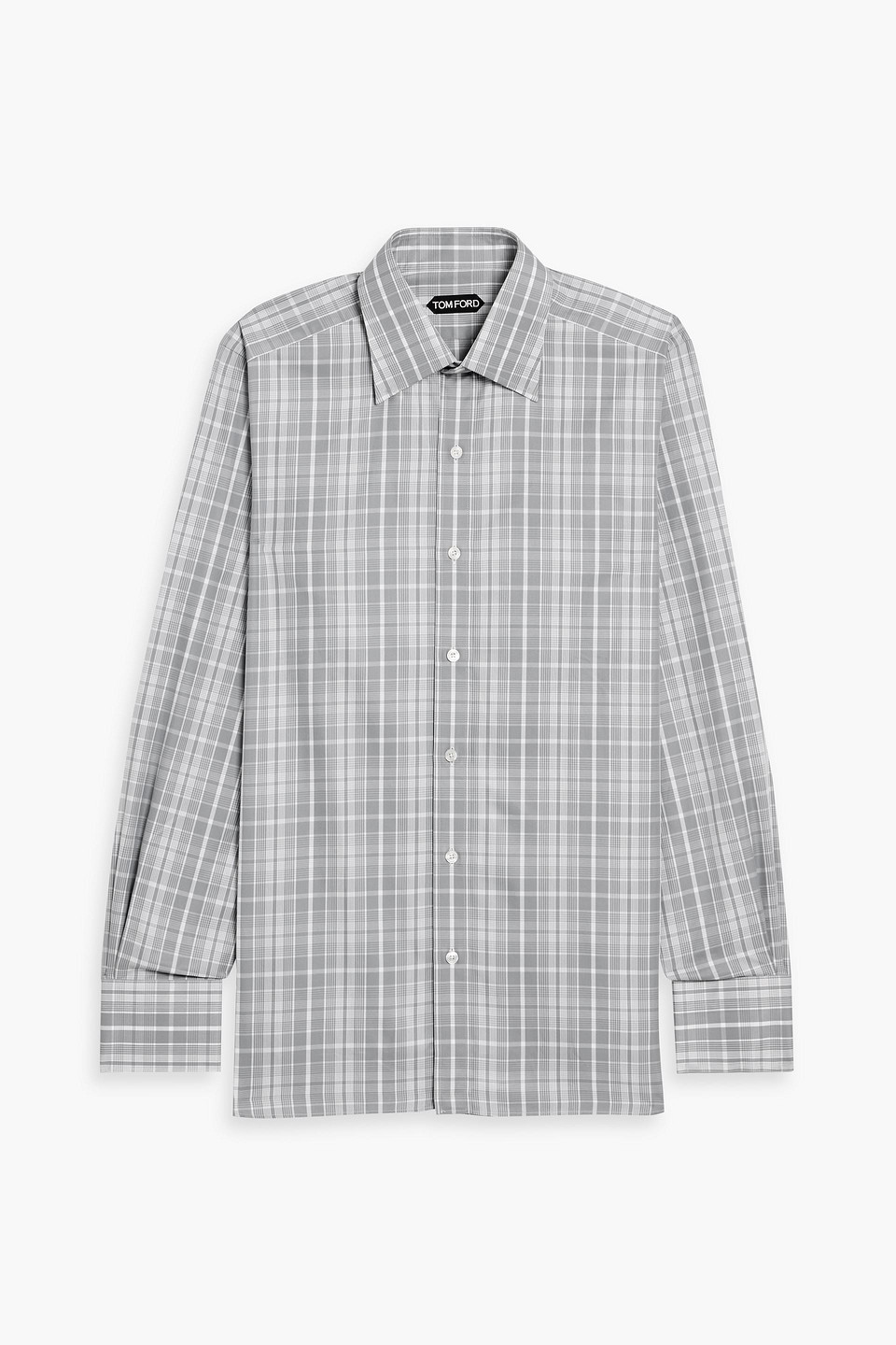 tom ford - checked cotton shirt - gray - eu 41