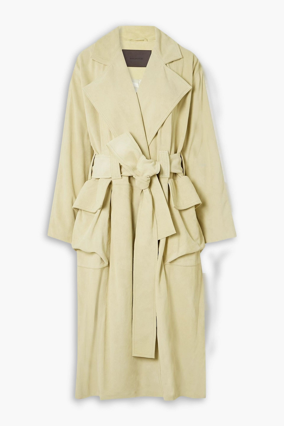 16arlington - cinzia belted suede trench coat - yellow - m