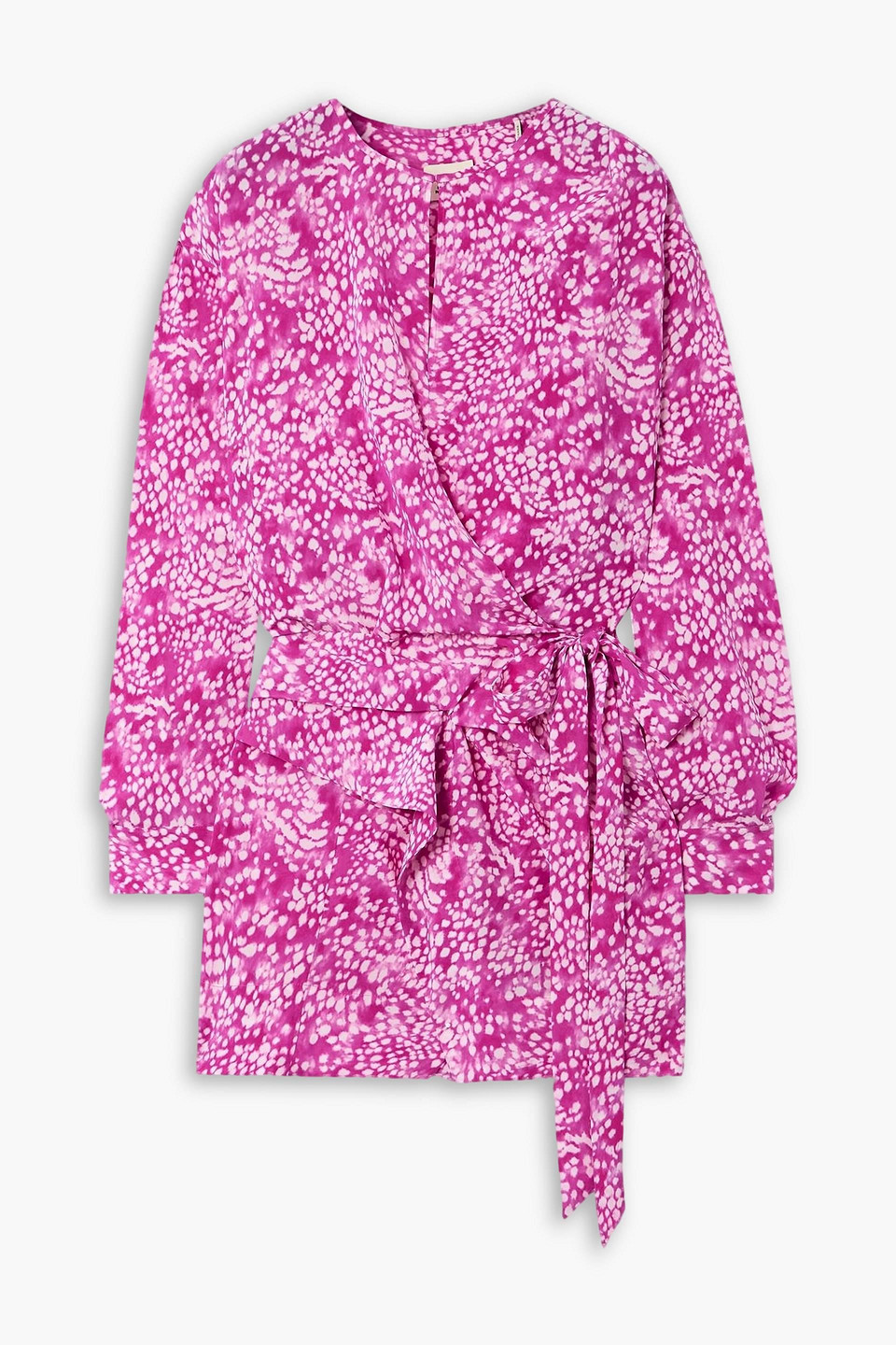 isabel marant - gathered printed silk-blend crepe mini dress - pink - fr 36