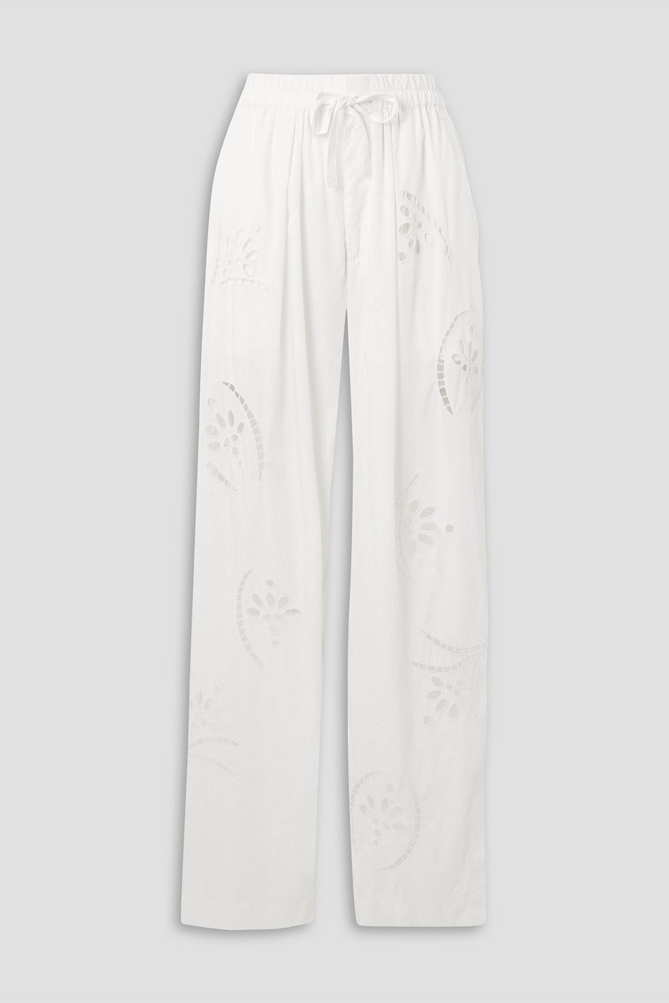 isabel marant - hectorina broderie anglaise modal-blend pants - white - fr 34
