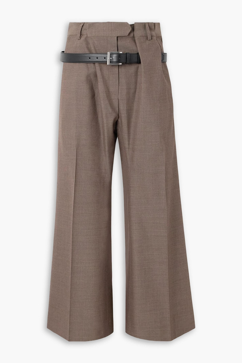 acne studios - belted wool wide-leg pants - brown - de 36