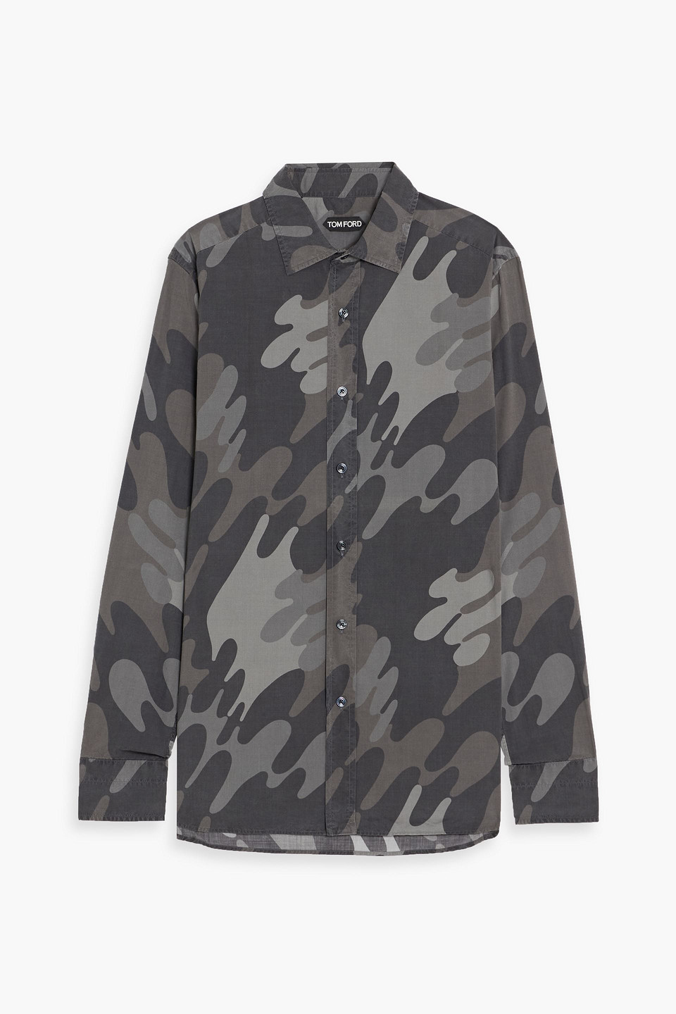 tom ford - printed cotton and lyocell-blend poplin shirt - black - eu 39