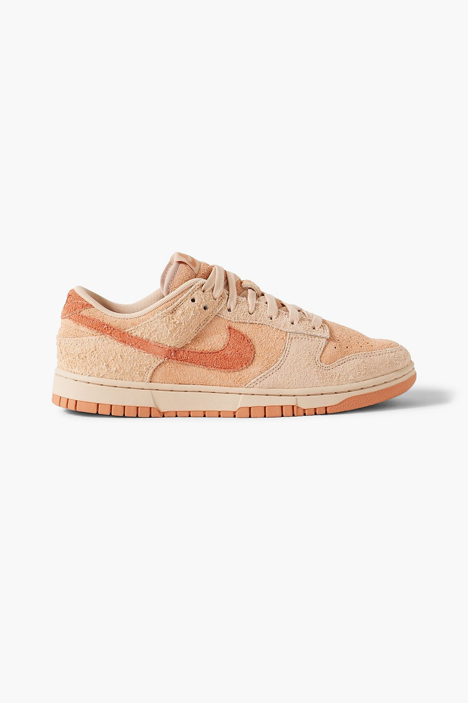 nike - dunk low brushed-suede sneakers - orange - w 10.5 / m 9