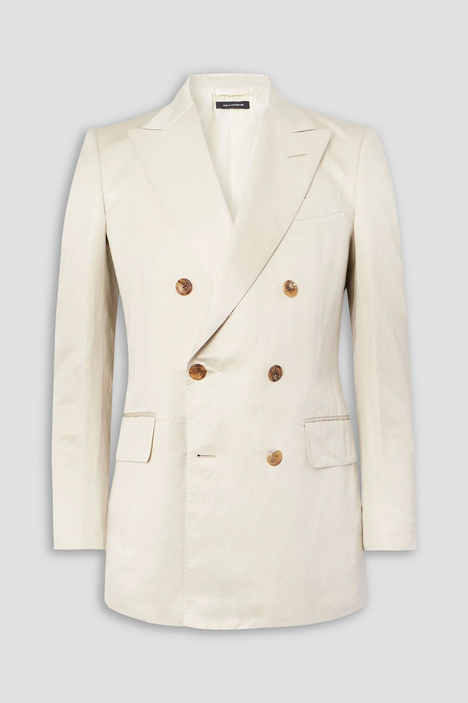 tom ford - dyllan double-breasted silk and linen-blend twill suit jacket - white - it 46