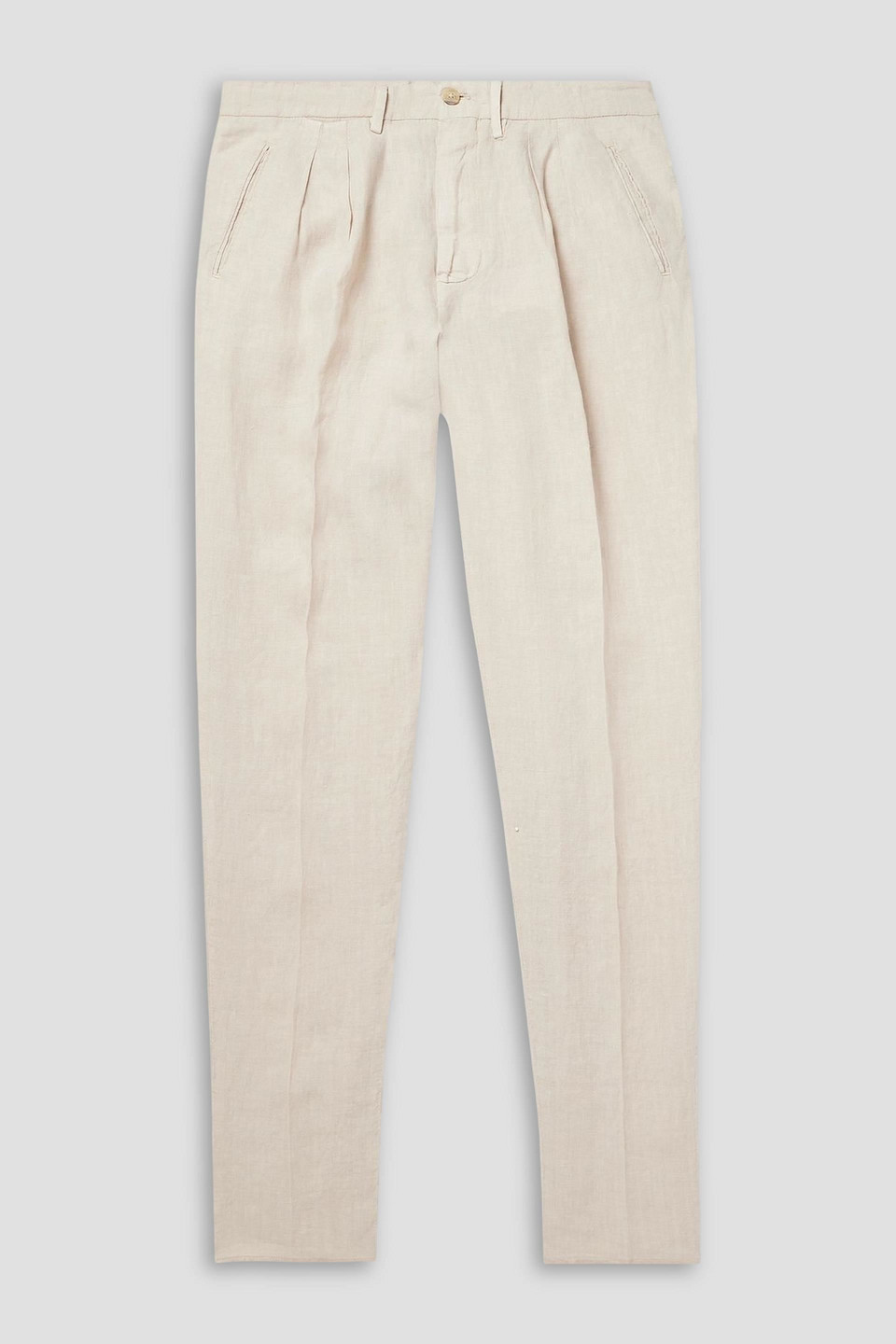 boglioli - straight-fit pleated linen pants - white - it 52