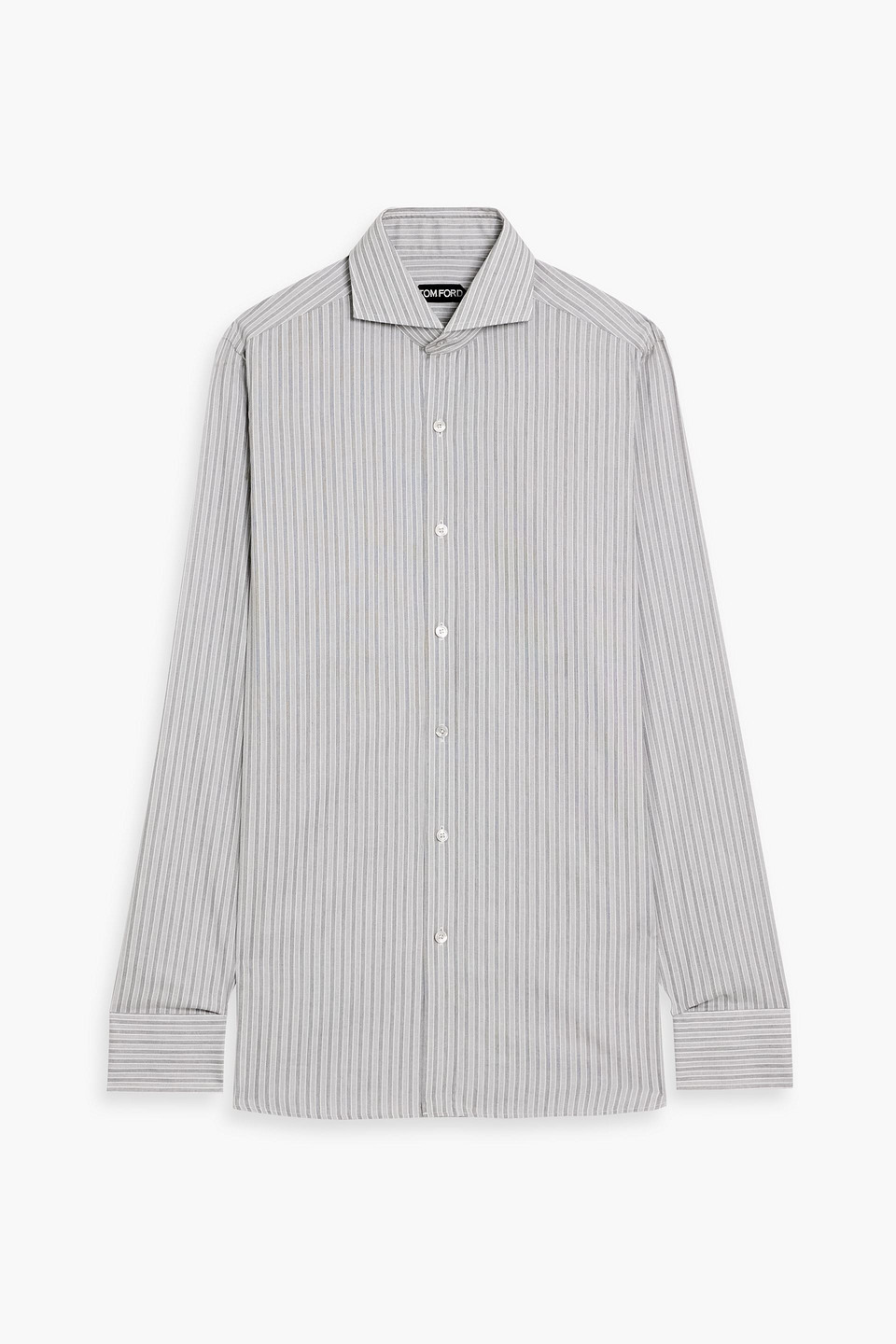 tom ford - striped cotton-blend jacquard shirt - gray - eu 39
