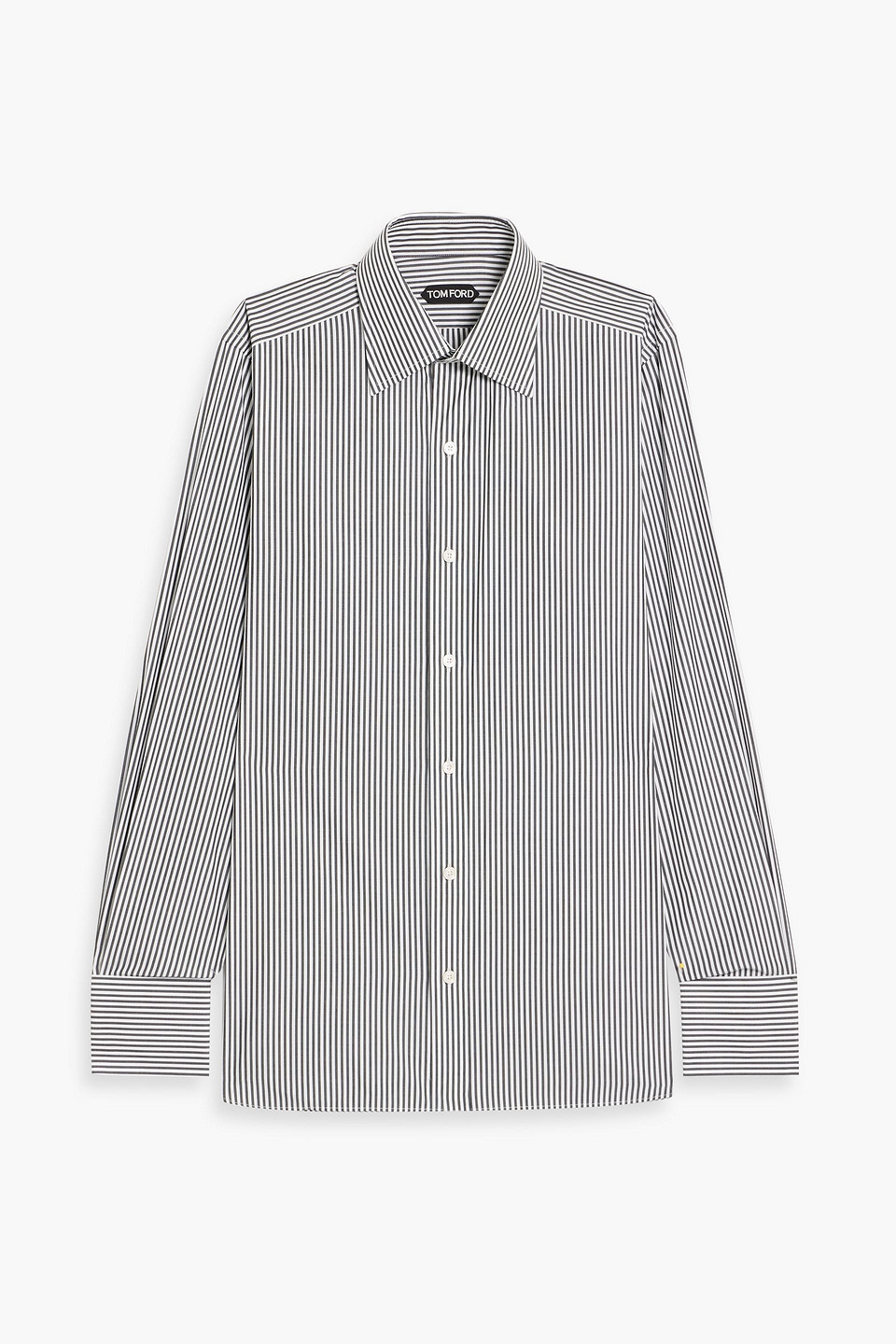 tom ford - striped cotton, modal and silk-blend shirt - black - eu 39