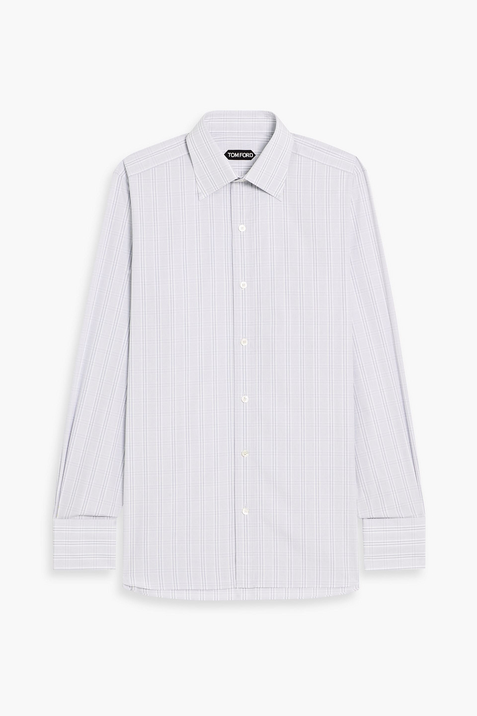 tom ford - checked cotton-poplin shirt - blue - eu 40