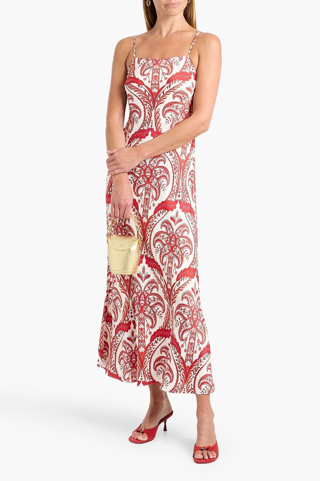 FARM RIO Printed satin maxi slip dress | THE OUTNET