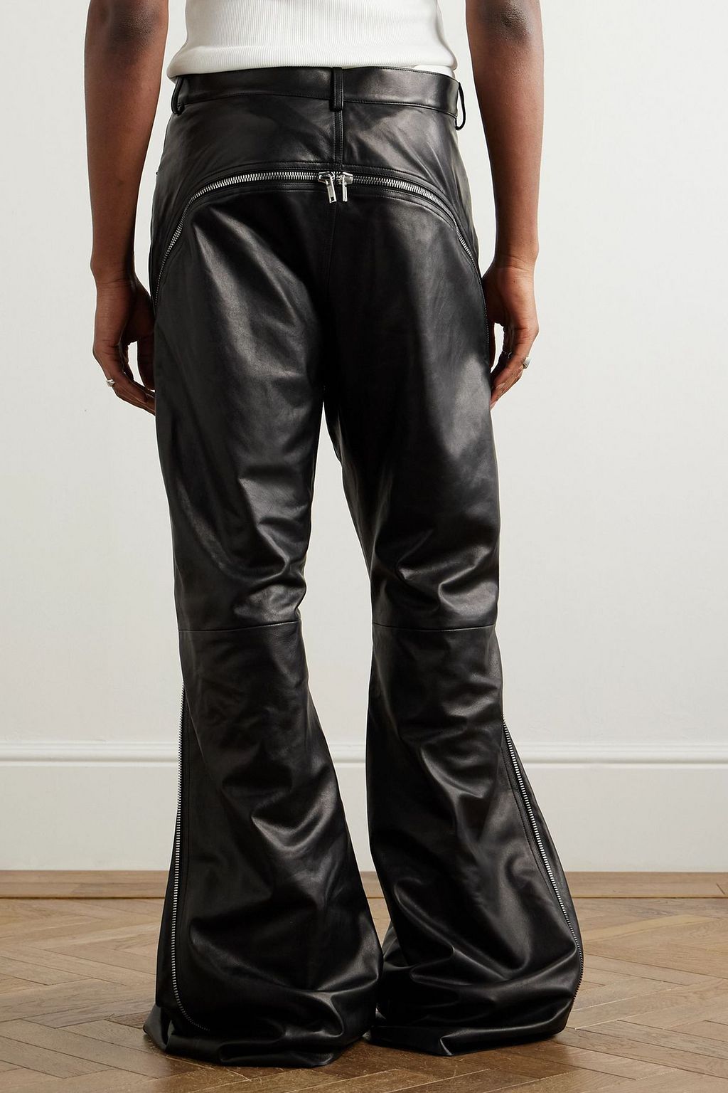 RICK OWENS Bolan Banana flared zip-detailed waxed-leather pants