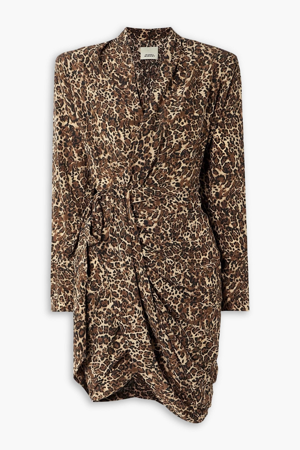 isabel marant - cleora asymmetric belted leopard-print stretch-silk dress - animal print - fr 34