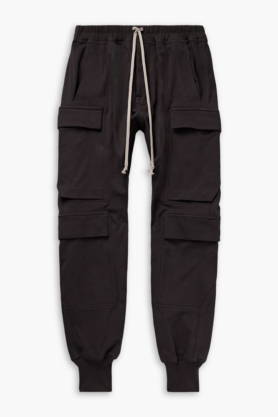 rick owens - mastodon megacargo tapered cotton-jersey drawstring pants - brown - it 56