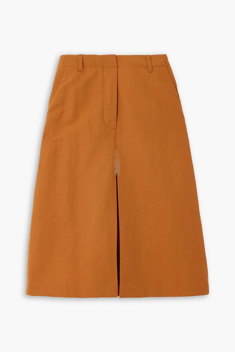 dries van noten - pleated wool-blend twill midi skirt - orange - fr 34