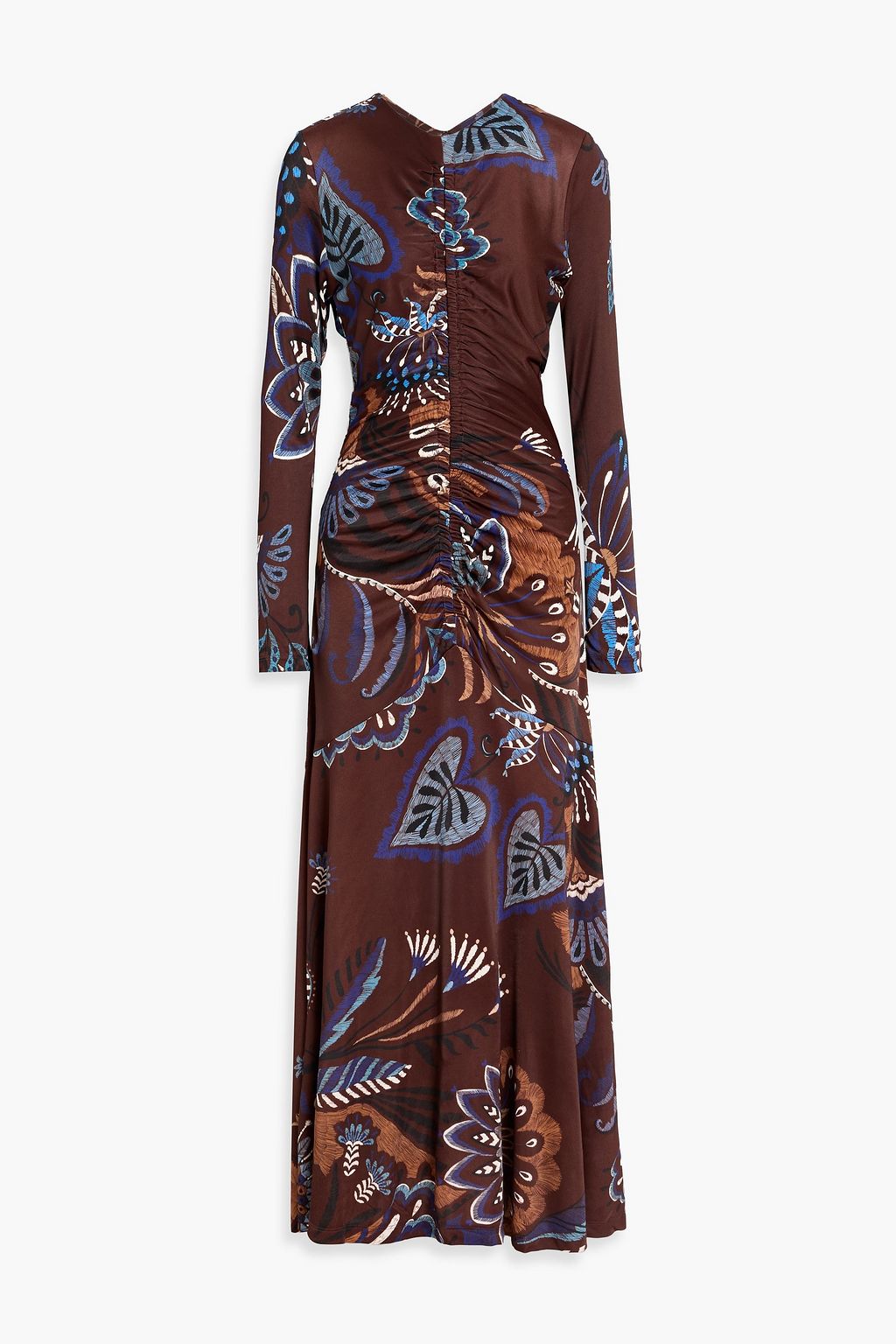 FARM RIO Ruched printed crepe maxi dress | THE OUTNET