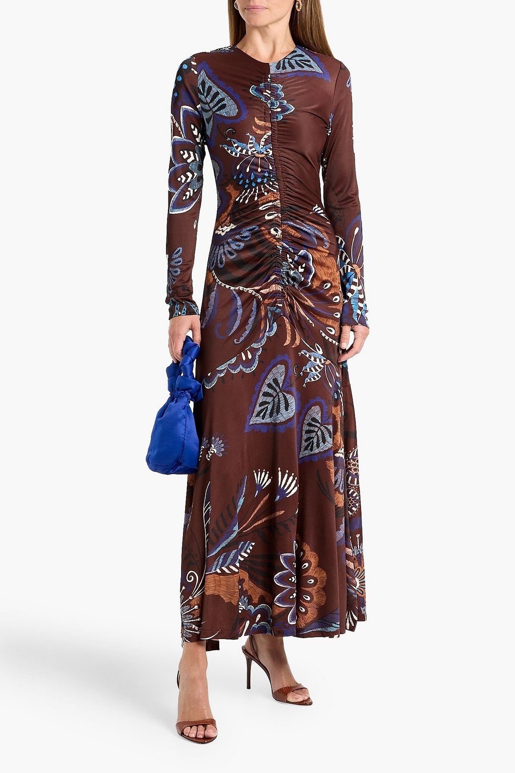 FARM RIO Ruched printed crepe maxi dress | THE OUTNET FARM RIO Ruched printed crepe maxi dress | THE OUTNET