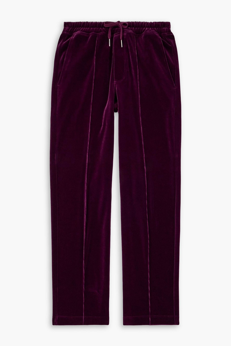 tom ford - straight-leg cotton-blend velour track pants - purple - it 52