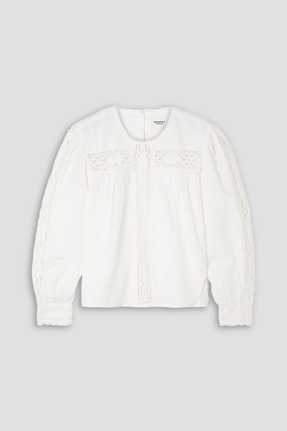 marant étoile - valmira lace-trimmed linen and cotton-blend blouse - white - fr 42