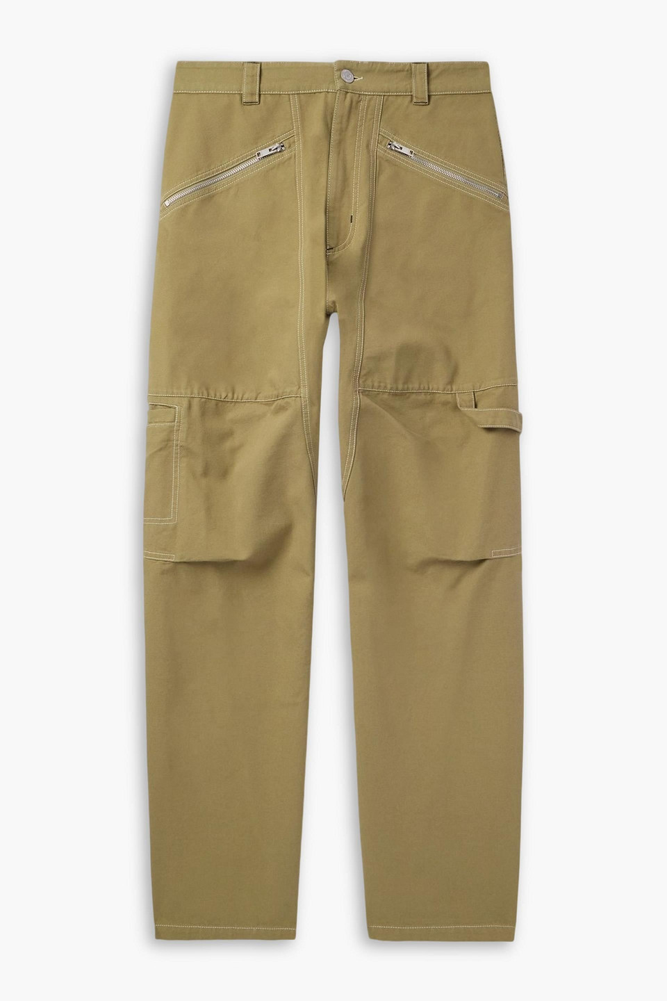 isabel marant - farker straight-leg cotton-canvas pants - green - 38