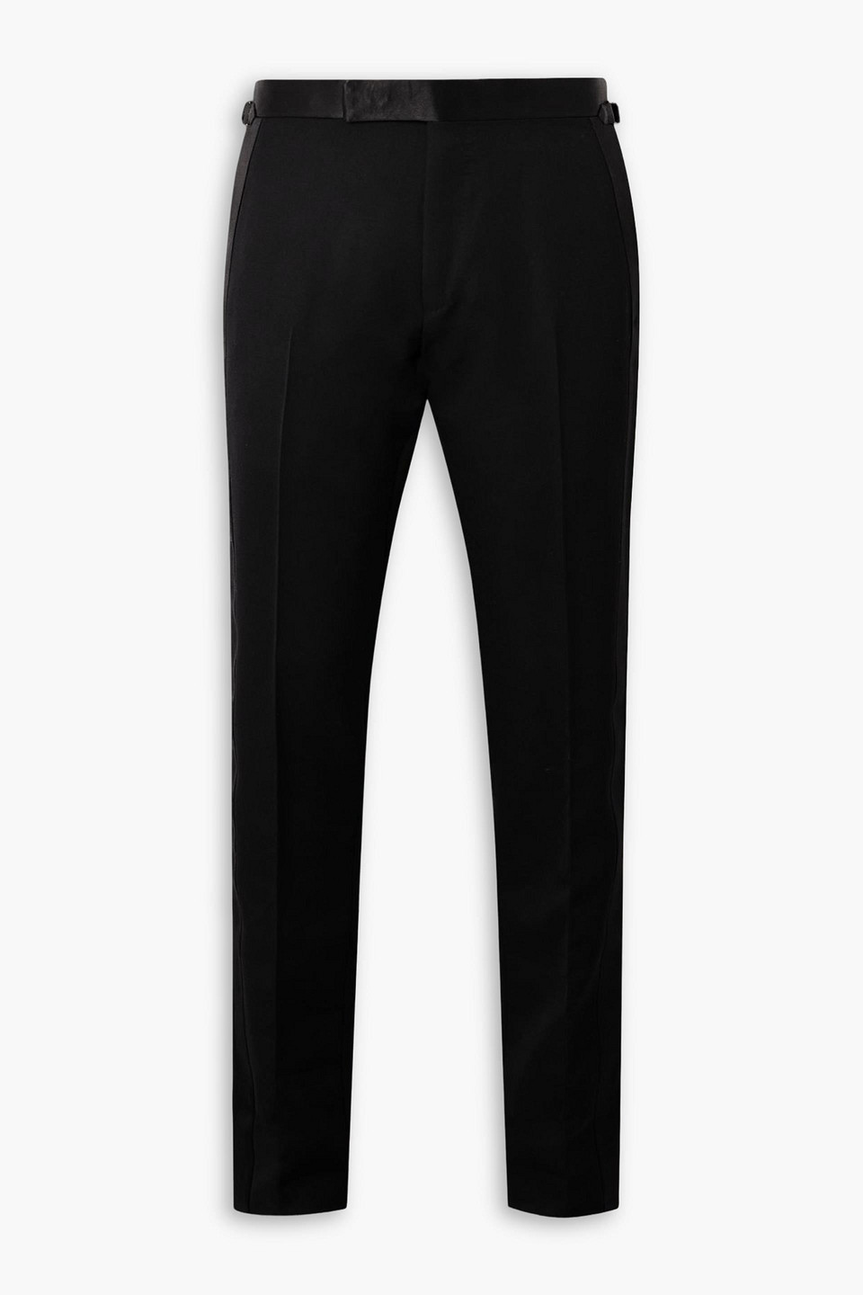tom ford - straight-leg pleated satin-trimmed grain de poudre wool and mohair-blend tuxedo pants - black - it 44