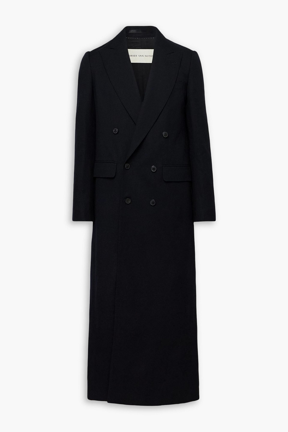 dries van noten - double-breasted wool and linen-blend coat - blue - it 48