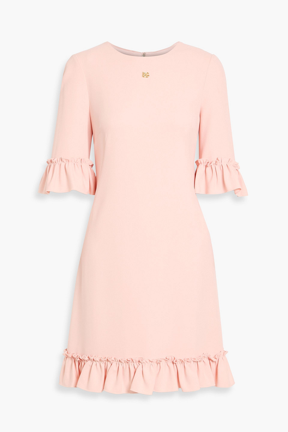 Dolce & Gabbana Ruffled-trimmed Crepe Mini Dress In Pink