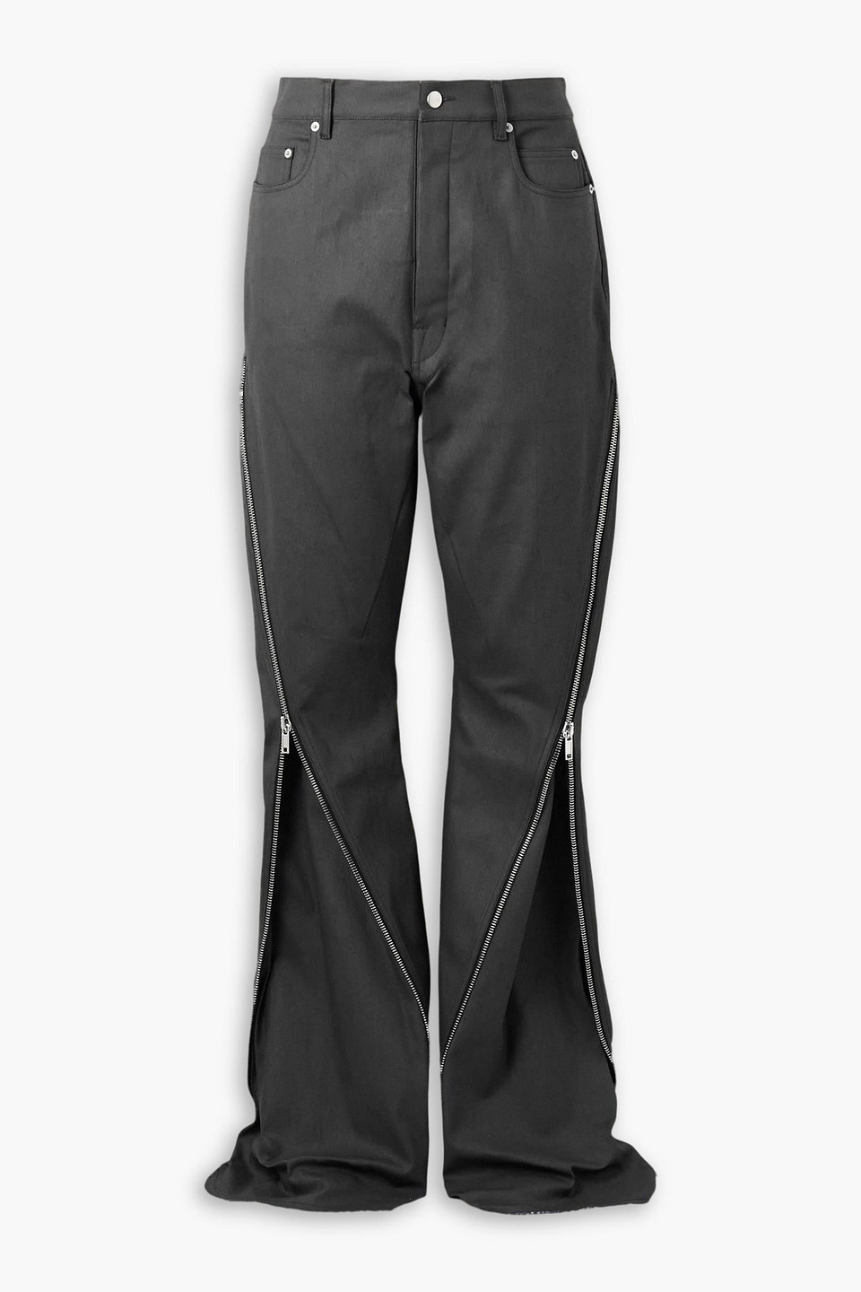 rick owens - bolan banana slim-fit straight-leg zip-detailed waxed jeans - black - 33