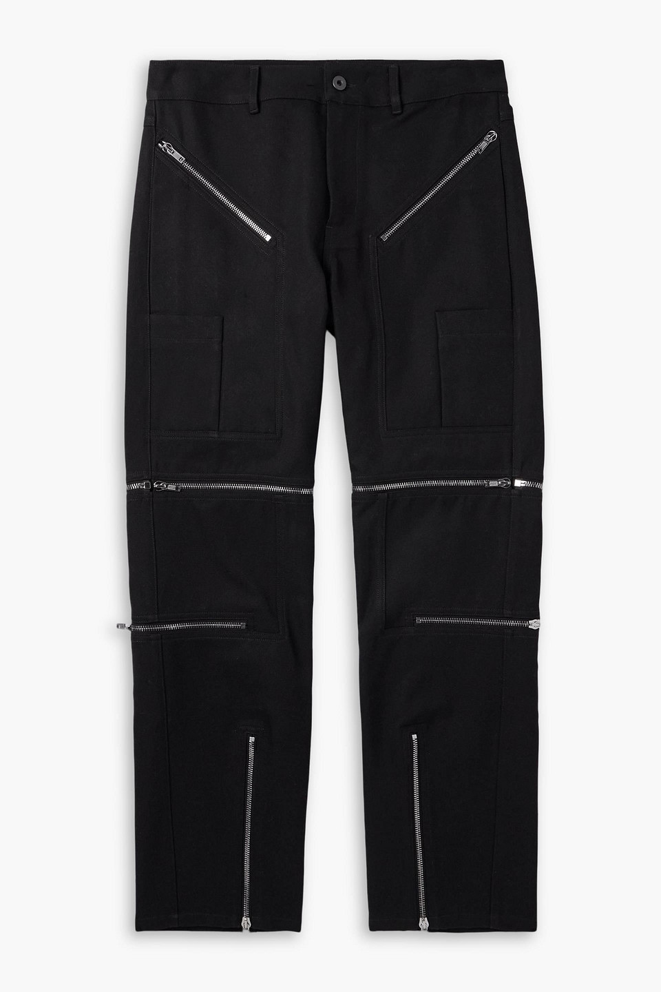 rick owens - bonotto headon straight-leg convertible zip-embellished cotton-blend canvas pants - black - it 48