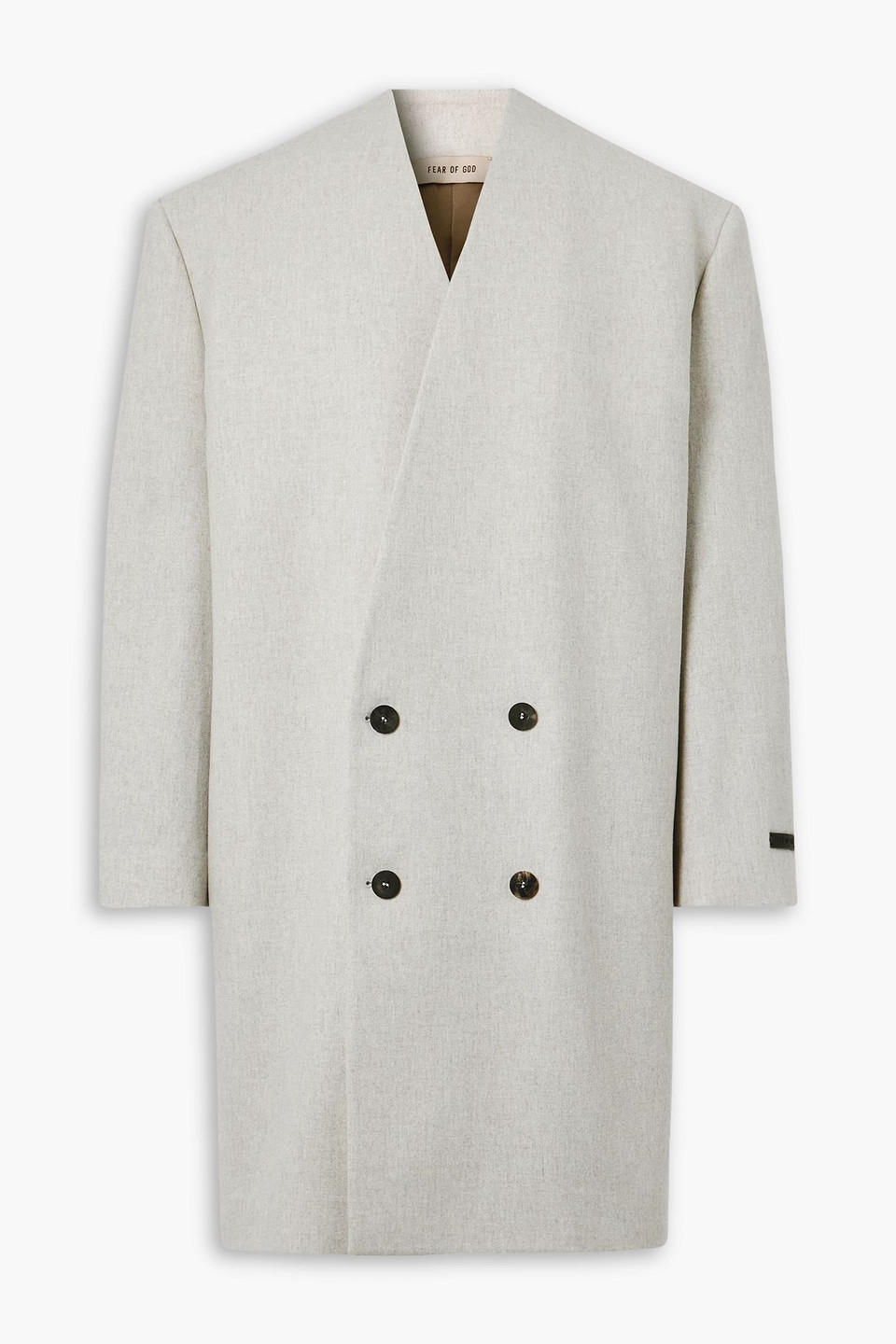 fear of god - oversized double-breasted logo-appliquéd wool-blend flannel coat - gray - it 50