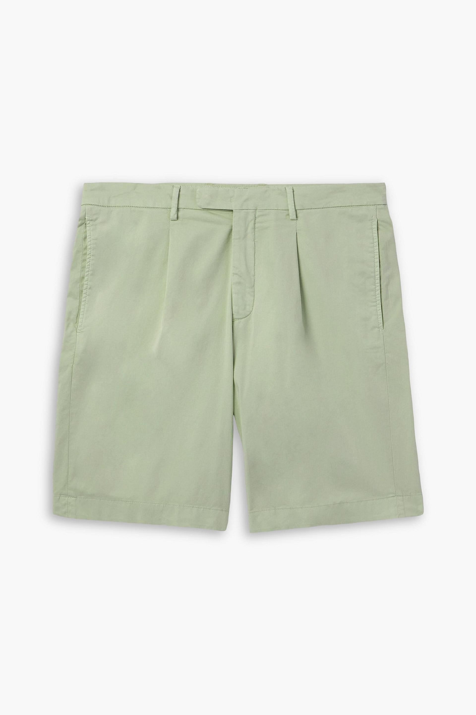 boglioli - straight-leg pleated cotton-blend shorts - green - it 52
