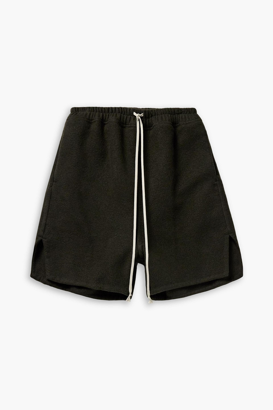 rick owens - straight-leg cashmere-felt drawstring shorts - green - it 48