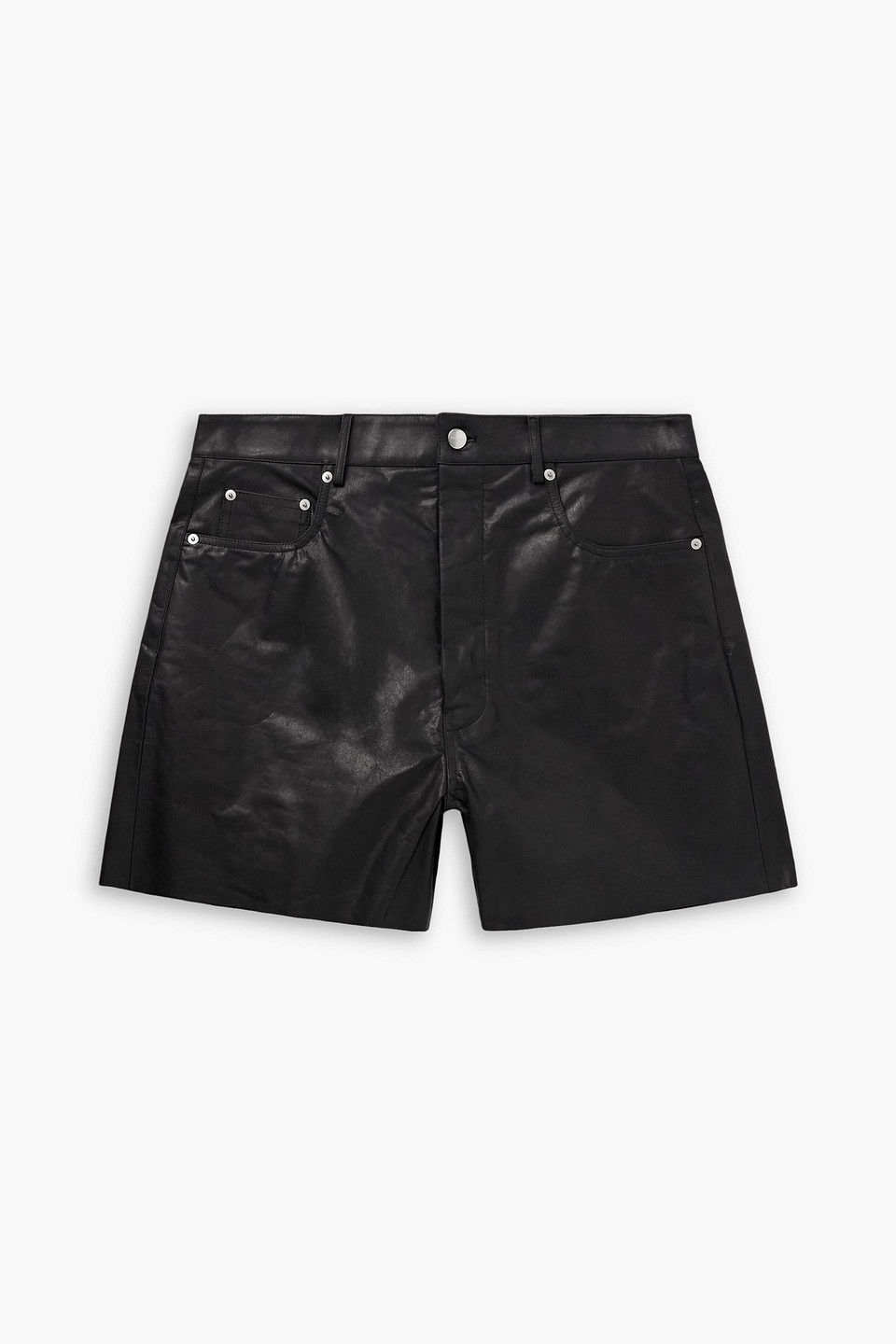 rick owens - geth wide-leg leather shorts - black - 33