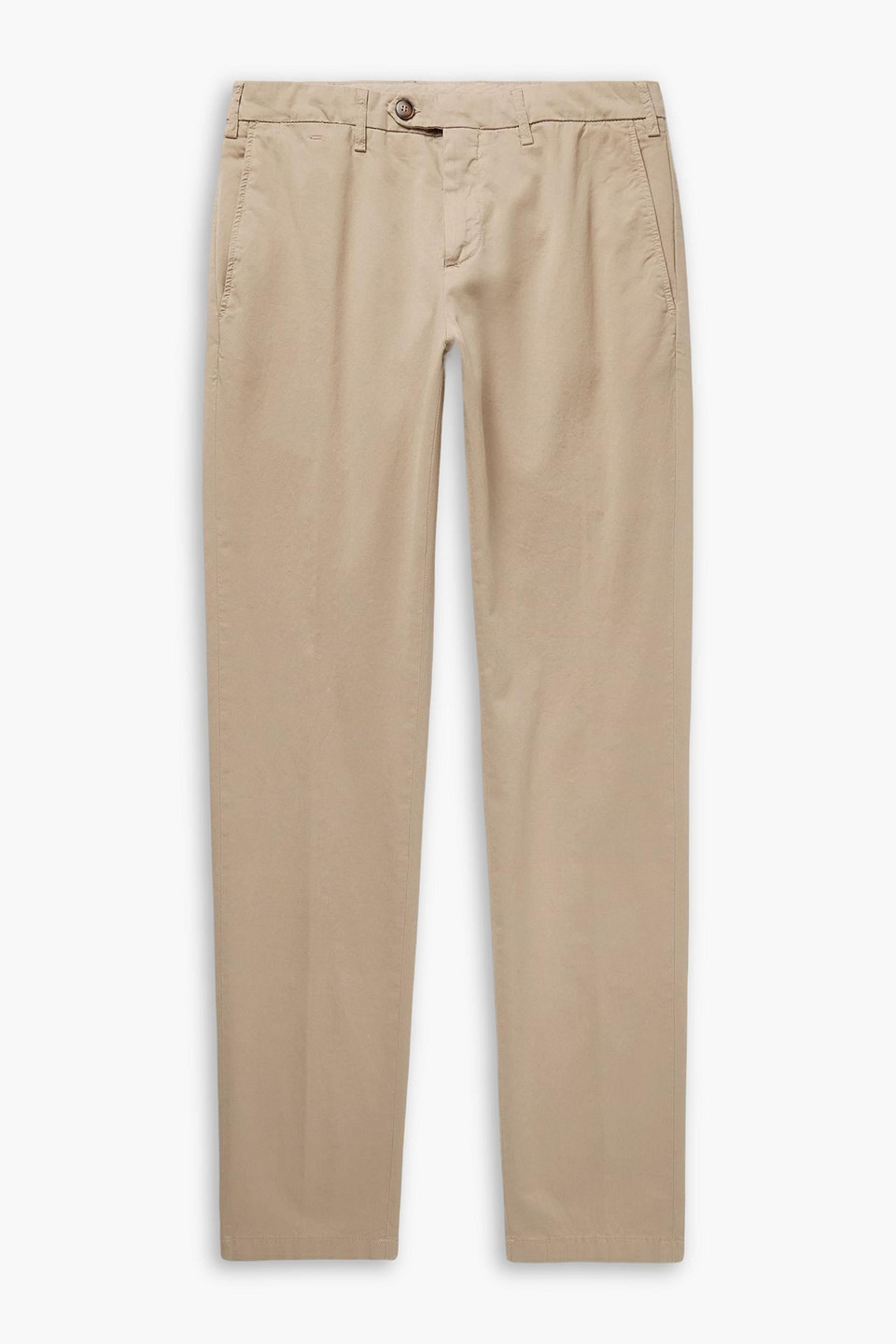 Canali Slim-fit Straight-leg Cotton-blend Twill Chinos In Brown