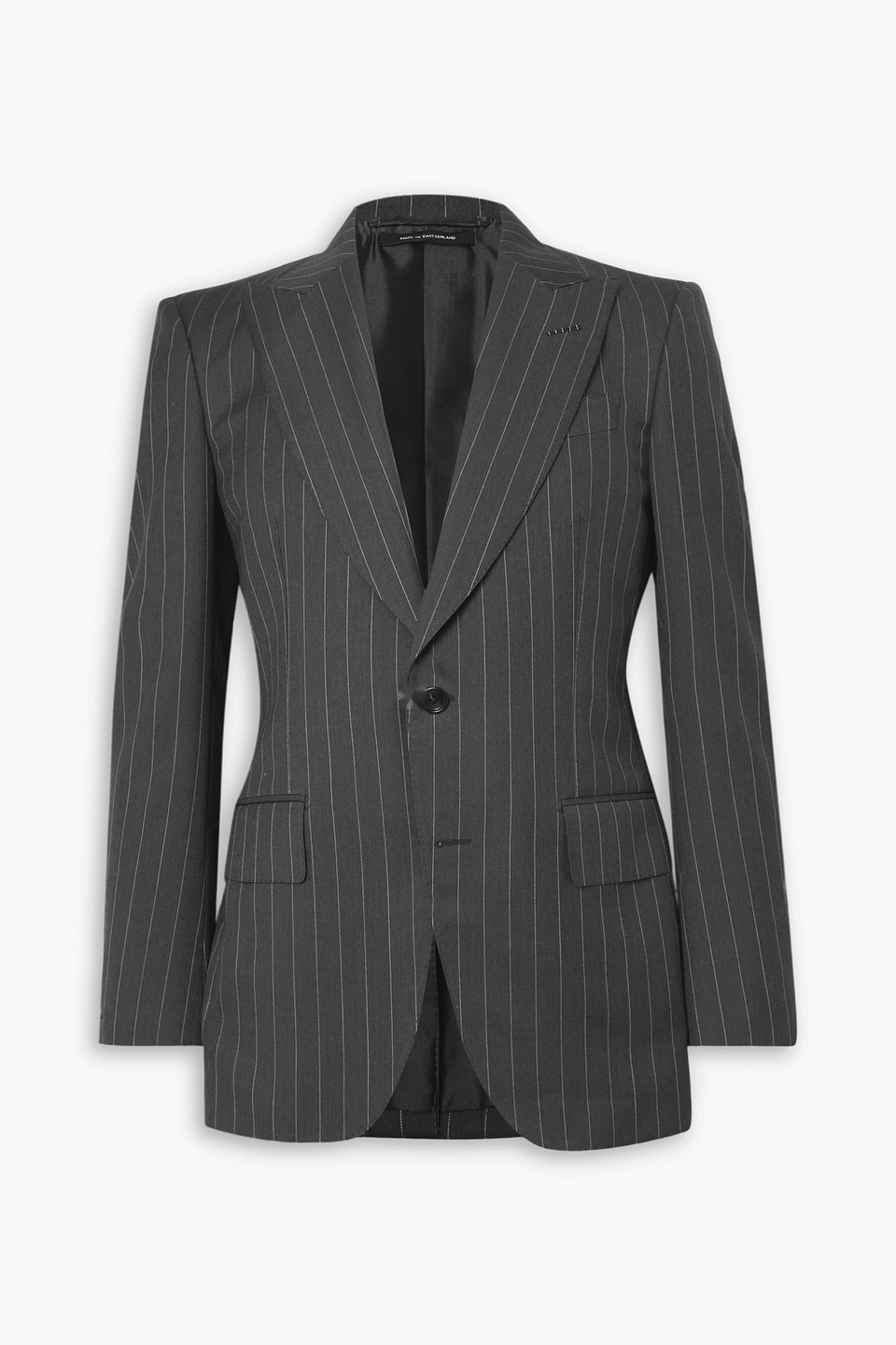 tom ford - slim-fit pinstriped wool and mohair-blend suit jacket - gray - it 48
