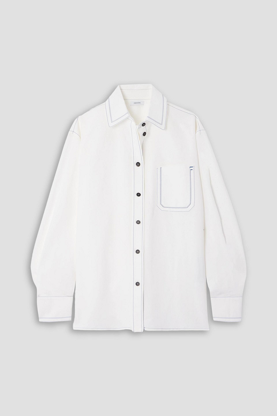 ferragamo - topstitched poplin shirt - white - it 38
