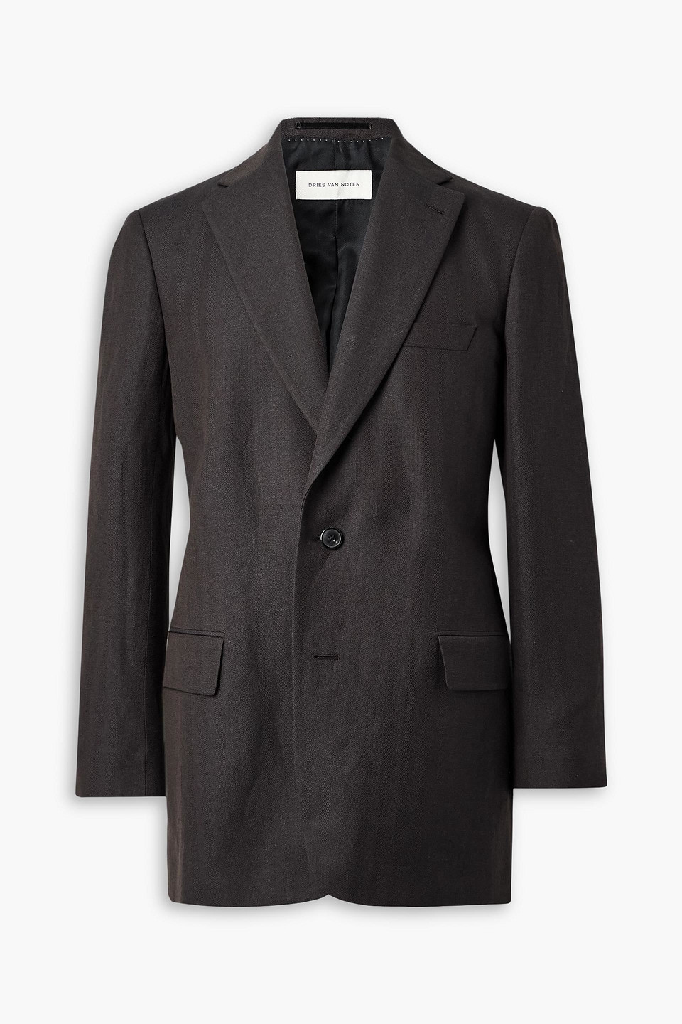 dries van noten - slim-fit herringbone linen and wool-blend blazer - brown - l